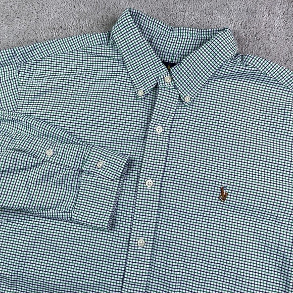 Ralph Lauren Other - Ralph Lauren Shirt Mens XL Green Blue Micro Check Classic Fit Button Down Oxford